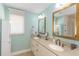 Stylish bathroom featuring double sinks, attractive mirrors, and plenty of cabinet space at 8 Martinique Dr., Myrtle Beach, SC 29572
