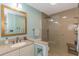Elegant bathroom with a spacious glass shower and vanity with great countertop space at 8 Martinique Dr., Myrtle Beach, SC 29572