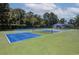 Well-maintained tennis and pickleball courts surrounded by trees, offering recreational opportunities for residents at 901 Southwind Ct., Garden City Beach, SC 29576