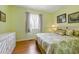 Bright bedroom with hardwood floors and palm tree accents at 951 Plantation Dr. # F8, Little River, SC 29566