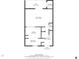Detailed floor plan of the home's first floor, showing kitchen, living, dining, and patio spaces with dimensions for layout design at 951 Plantation Dr. # F8, Little River, SC 29566