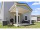 Covered back porch with rocking chairs, sliding glass door, and a grill at 1146 Joywood Dr., Longs, SC 29568