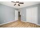 Bedroom showcasing wood floors, closet space and doorway at 1196 Harvester Circle # 1196, Myrtle Beach, SC 29579