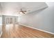 Spacious living room features a ceiling fan and sliding doors that lead to the exterior at 1196 Harvester Circle # 1196, Myrtle Beach, SC 29579