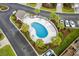 Aerial view of the community pool area, featuring palm trees and lounge seating at 160 Cart Crossing Dr. # 104, Conway, SC 29526