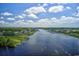 Breathtaking aerial view of a serene waterway surrounded by lush greenery and coastal homes at 1903 S Ocean Blvd. S # 808, North Myrtle Beach, SC 29582