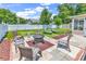 Beautifully designed backyard with a fire pit, various seating options, and manicured synthetic lawns at 2017 Chadbury Ln., Myrtle Beach, SC 29588