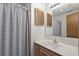 Clean bathroom featuring a large vanity and a shower tub combo at 202 Millstone Dr., Myrtle Beach, SC 29588