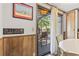 View to private patio through sliding glass door in dining area at 2425 Park St., North Myrtle Beach, SC 29582