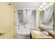 Clean bathroom with shower/tub combo, single sink vanity, and well-lit mirror at 2701 S Ocean Blvd. # 902, North Myrtle Beach, SC 29582