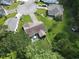 Aerial view of home with backyard patio and a well-maintained lawn near cul-de-sac and mature trees at 271 Sienna Dr., Little River, SC 29566
