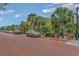 Street view showing parallel parking spots on a red brick road lined with palm trees at 2768 Temperance Dr., Myrtle Beach, SC 29577