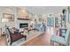 Cozy living room showcasing a modern fireplace, hardwood flooring, and stylish furniture at 290 Dornoch Dr., Pawleys Island, SC 29585