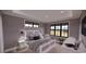 Bright bedroom featuring gray walls, white trim, and large windows overlooking mountain views at 349 River Village Square, Shallotte, NC 28470