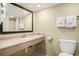 Well-maintained bathroom featuring a vanity, a toilet, and neatly arranged fresh towels at 7100 N Ocean Blvd. N # 1011, Myrtle Beach, SC 29572