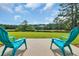 Backyard with outdoor seating offers peaceful pond views and relaxing retreat at 7317 Lieth Ln., Sunset Beach, NC 28468