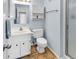 Well-maintained bathroom featuring vanity, toilet and shower at 9581 Shore Dr. # 127, Myrtle Beach, SC 29572