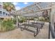 A covered picnic area boasts multiple tables, benches, and grilling stations with lush landscaping at 9581 Shore Dr. # 127, Myrtle Beach, SC 29572