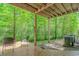 View of the back porch surrounded by trees at 1050 Hagley Dr., Pawleys Island, SC 29585
