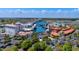 Aerial view of a waterfront tourist destination with shops, dining, hotels, and a waterway at 1127 Pine Dr., Myrtle Beach, SC 29577