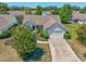 Aerial view of a beautiful one-story home with a two-car garage and attractive landscaping at 1527 Hallborough Dr., Surfside Beach, SC 29575