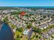 Aerial shot of a residential community featuring a community pool and access to the ocean at 1527 Hallborough Dr., Surfside Beach, SC 29575