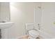 Clean bathroom with white sink, toilet, and tub/shower combo at 1763 Lipscomb Rd., Mullins, SC 29574