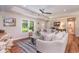 Cozy living room features comfortable sofas, stylish decor, and a view through to a well-lit bathroom area at 193 Field Loop Rd., Georgetown, SC 29440