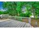 Wood deck in backyard with wooden railing and view of trees and pond at 2010 Ye Olde Kings Hwy., North Myrtle Beach, SC 29582