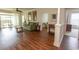 Comfortable living room featuring hardwood floors, a ceiling fan, and access to an outdoor patio at 2241 Waterview Dr. # 315, North Myrtle Beach, SC 29582