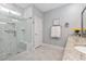 Elegant bathroom with a glass-enclosed shower, granite counters, and neutral tile at 2492 Goldfinch Dr., Myrtle Beach, SC 29577