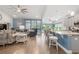 Open living space with comfortable seating, a ceiling fan, and seamless flow into the kitchen area at 2492 Goldfinch Dr., Myrtle Beach, SC 29577