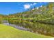 Scenic pond surrounded by lush greenery and tall trees on a partly cloudy day at 2546 Whetstone Ln., Myrtle Beach, SC 29579