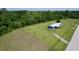 Aerial view of a home surrounded by lawn and farm land at 445 W Willow Pond Rd., Johnsonville, SC 29555