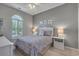 Comfortable bedroom with a ceiling fan and large window with plantation shutters at 4450 Turtle Ln. # 2-A, Little River, SC 29566