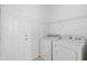Well-lit laundry room with washer, dryer, door to the outside and wire shelving at 5146 Fairmont Ln., Myrtle Beach, SC 29579