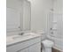 Stylish bathroom with a sleek vanity, modern fixtures, and a combined tub and shower at 622 Castillo Dr., Loris, SC 29569