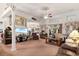 Living room featuring a large TV, stylish furnishings, and decorative pillars at 728 Churchill Dr., Myrtle Beach, SC 29579