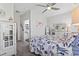 Comfortable bedroom with nautical themed bedding, nice carpet and view into renovated bathroom at 815 Murray Ave., Myrtle Beach, SC 29577