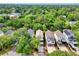An aerial view showing the home's location in a vibrant community with mature trees at 108 N Oak Dr., Surfside Beach, SC 29575