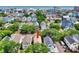 Aerial shot of home location in a beach neighborhood with ocean views and colorful homes at 108 N Oak Dr., Surfside Beach, SC 29575
