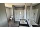 Primary bathroom featuring a shower, toilet, and vanity with a sink with a modern mirror at 1300 Rabbit Ln., Conway, SC 29526