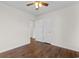 Bedroom features wood floor, a ceiling fan and closet doors at 2072 Haystack Way, Myrtle Beach, SC 29579