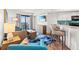 Open floor plan featuring a modern living room and breakfast bar at 3000 N Ocean Blvd. N # 1401, Myrtle Beach, SC 29577