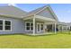 Backyard view showing a covered patio with white columns at 3021 Sistine St., Myrtle Beach, SC 29579