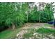 View of a landscaped backyard featuring a slightly sloping hill and mature trees at 3120 Mercer Dr., Conway, SC 29526