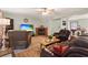 Inviting living room boasts a fireplace, hardwood floors, and comfortable leather recliners at 390 Boundary Ave., Murrells Inlet, SC 29576