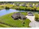 Beautiful brick home with a separate garage, well-manicured lawn, and lake at 413 Wine Ct., Conway, SC 29527
