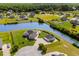 Aerial shot of a beautiful brick home with a private pool and lake view at 413 Wine Ct., Conway, SC 29527