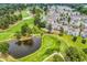 Scenic aerial view of condos overlooking a lush green golf course and pond at 4705 Wild Iris Dr. # 305, Myrtle Beach, SC 29577